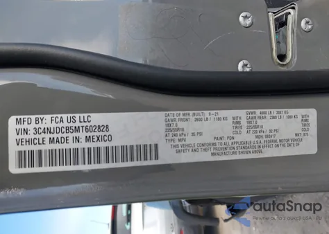 2021 Jeep Compass Limited 4X4 из США, поврежденный, VIN 3C4NJDCB5MT602828